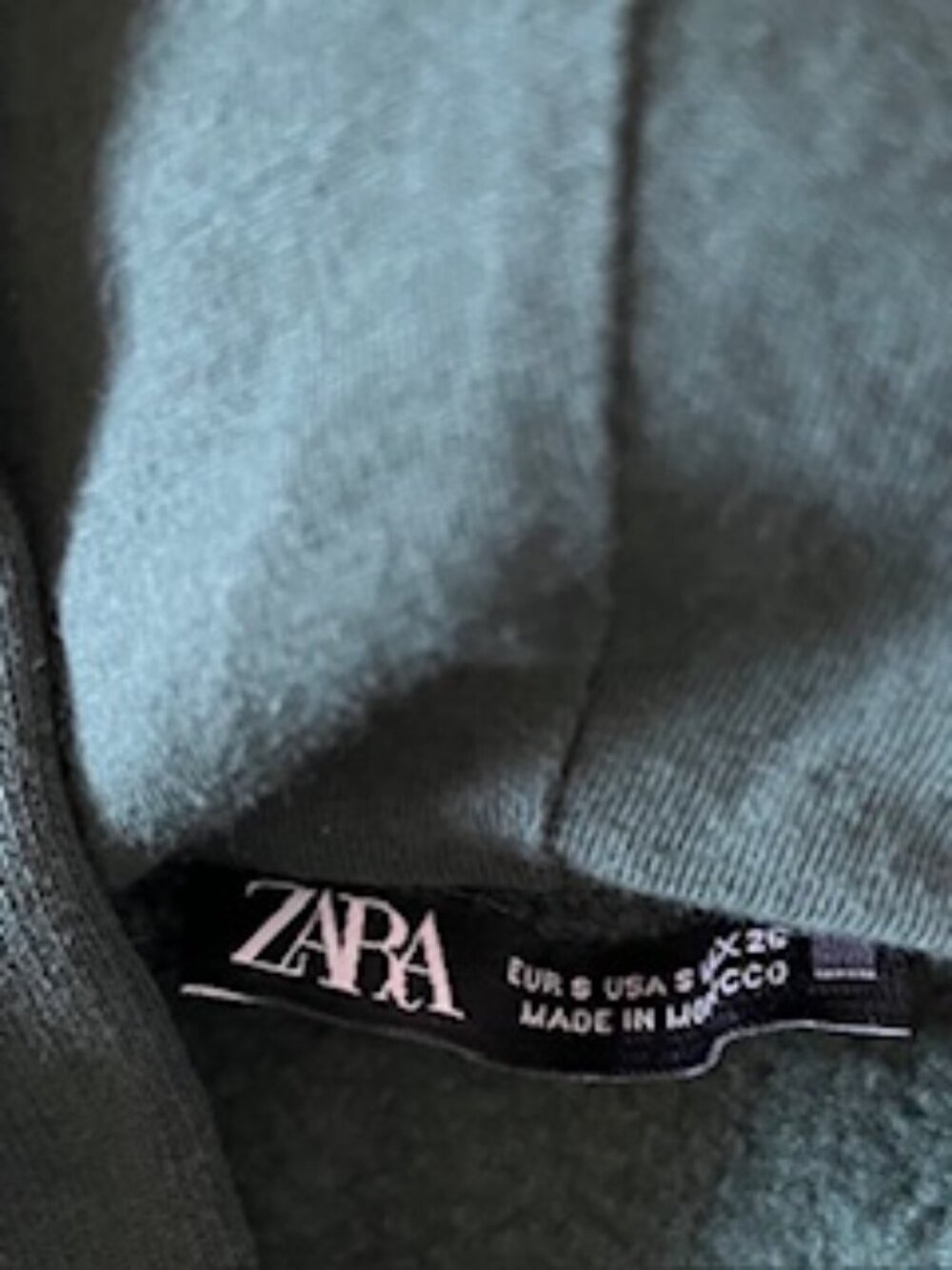 🧡3/15 Zara Line Art Face Dark Green Hoodie Women's S - Picture 6 of 8